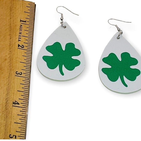 3 for $25 St. Patrick's Day Faux Leather Festive Dangle Earrings - Picture 4 of 7